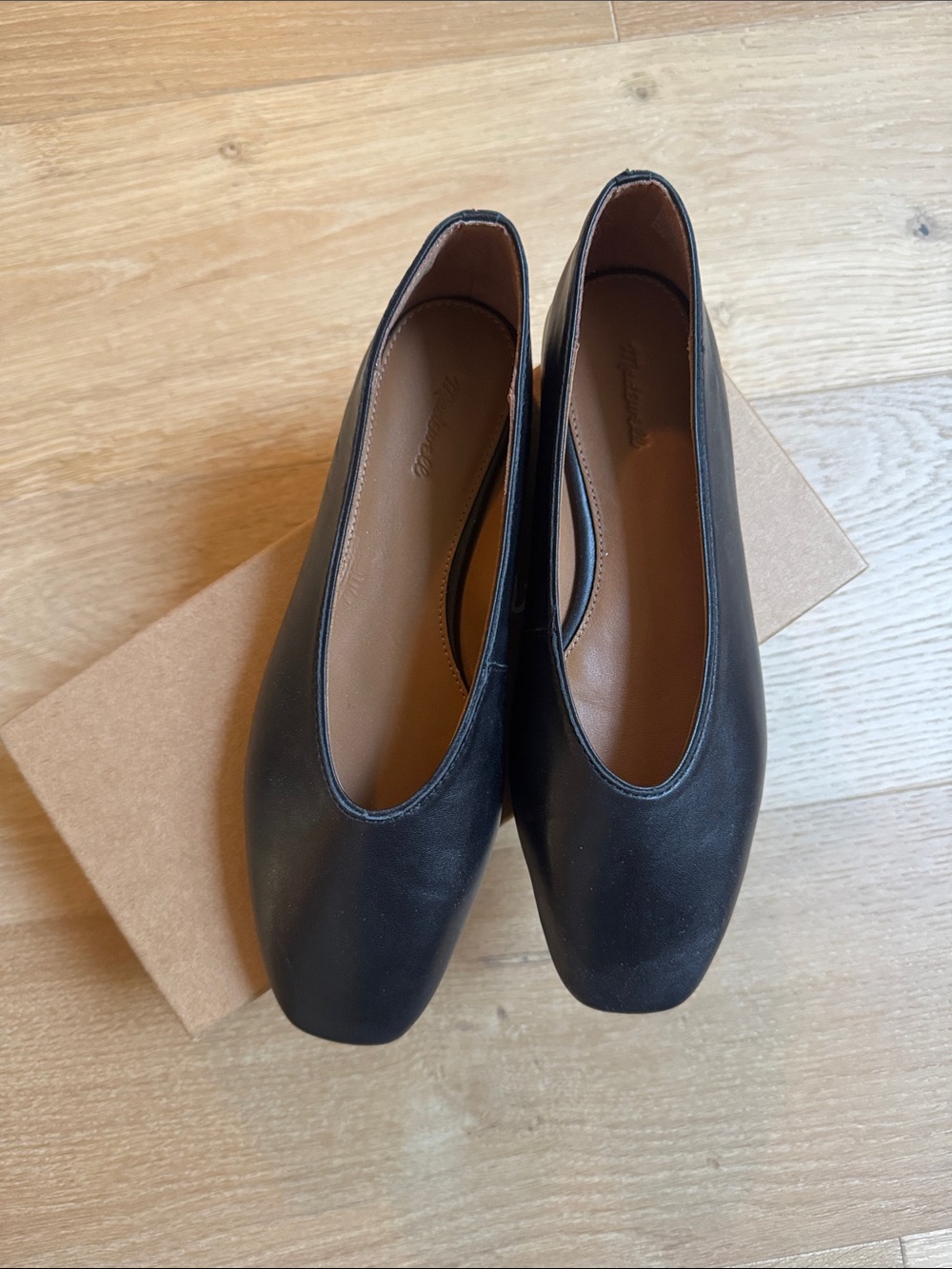 NWB Madewell The Mylie Ballet Flat in Leather - Black - Size 7.5